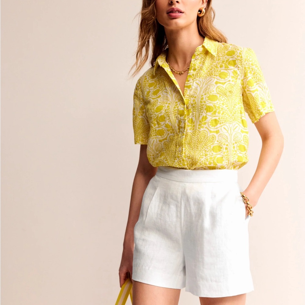 Boden White Linen Shorts